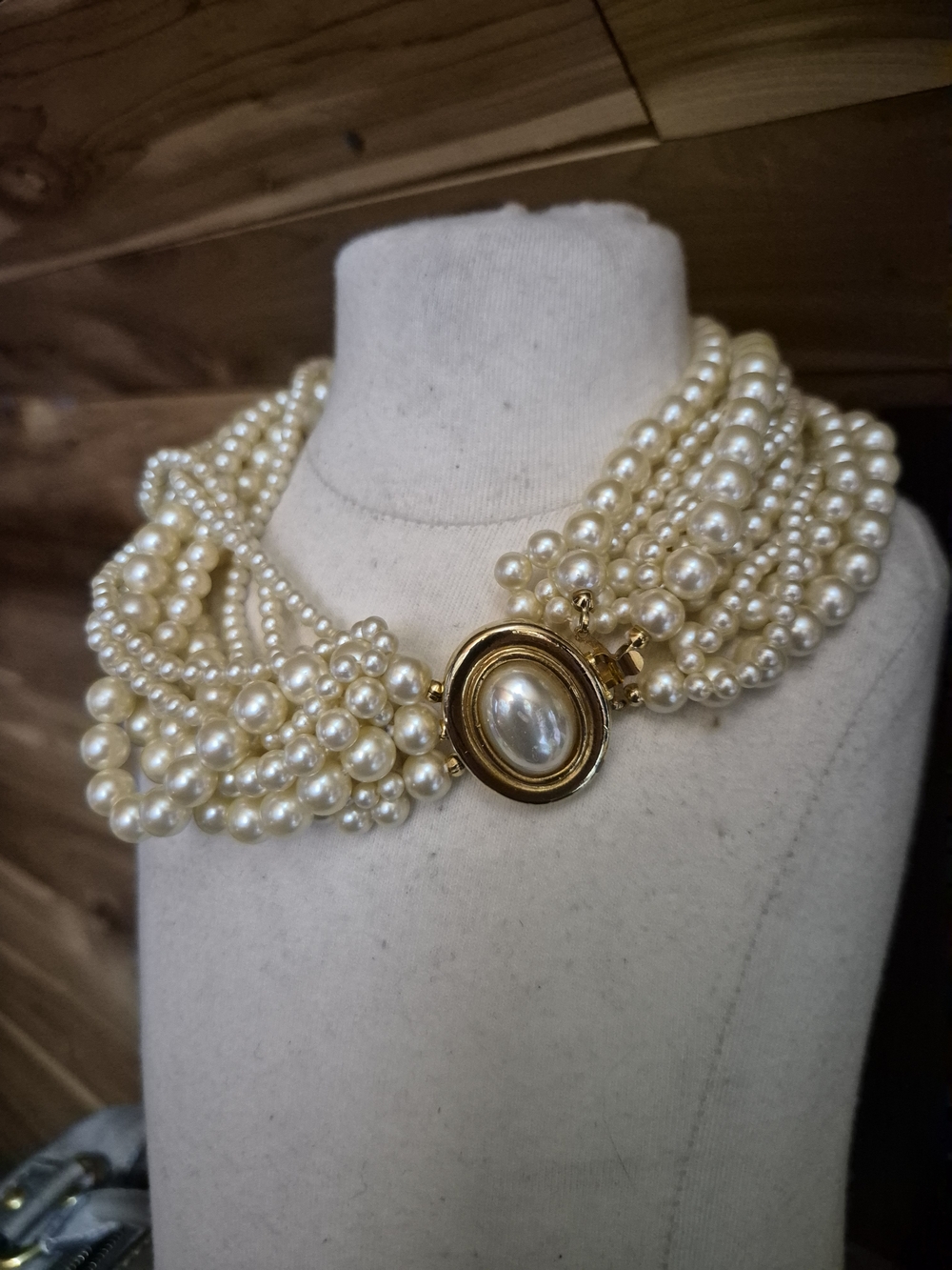 Carolee Cream Pearl Multi-Strand Necklace with Gold Accent